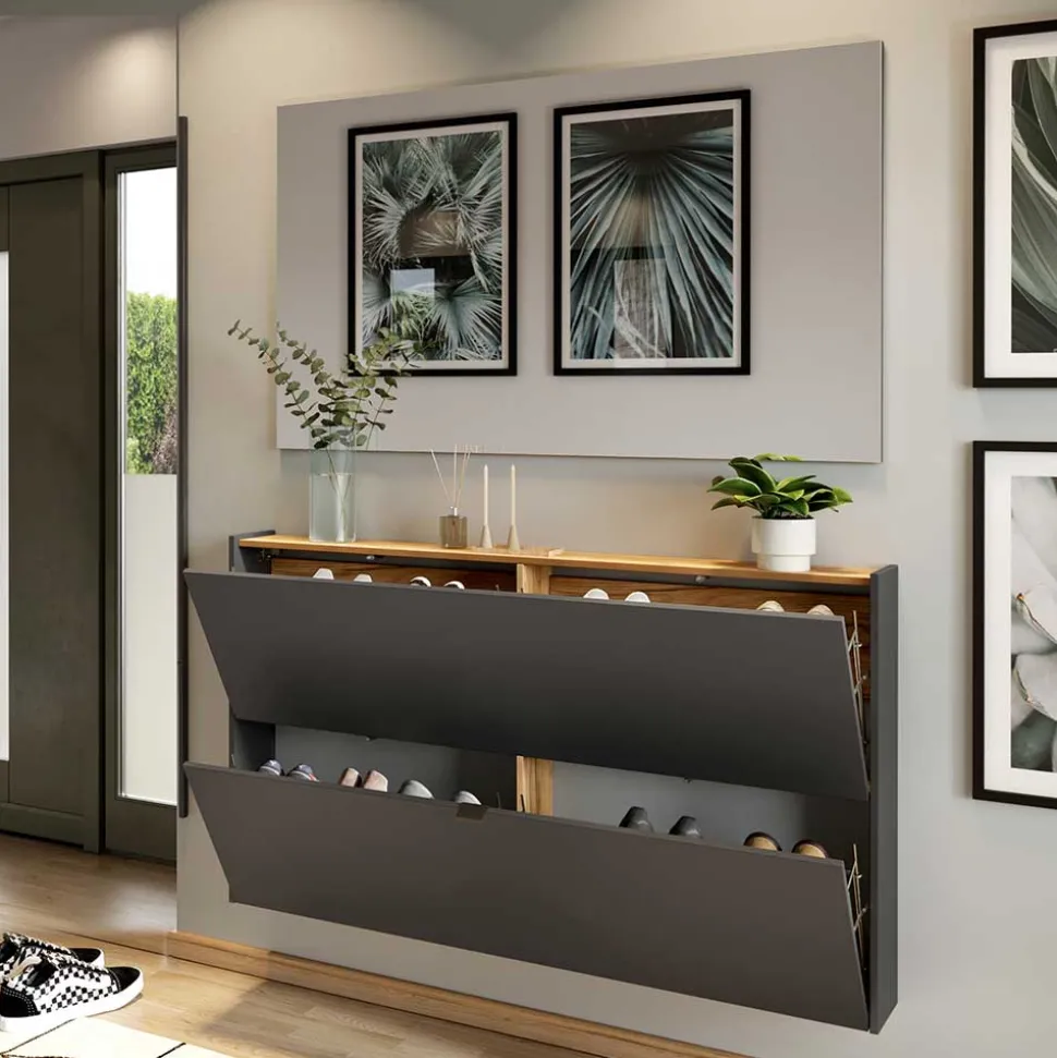 Schuhkommode und Spiegel Set - Sidgarus (zweiteilig)