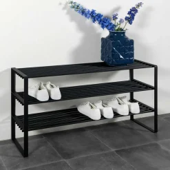 Schuhregal mit 3 Böden in Schwarz - Satroni
