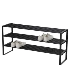 Schuhregal mit 3 Böden in Schwarz - Satroni