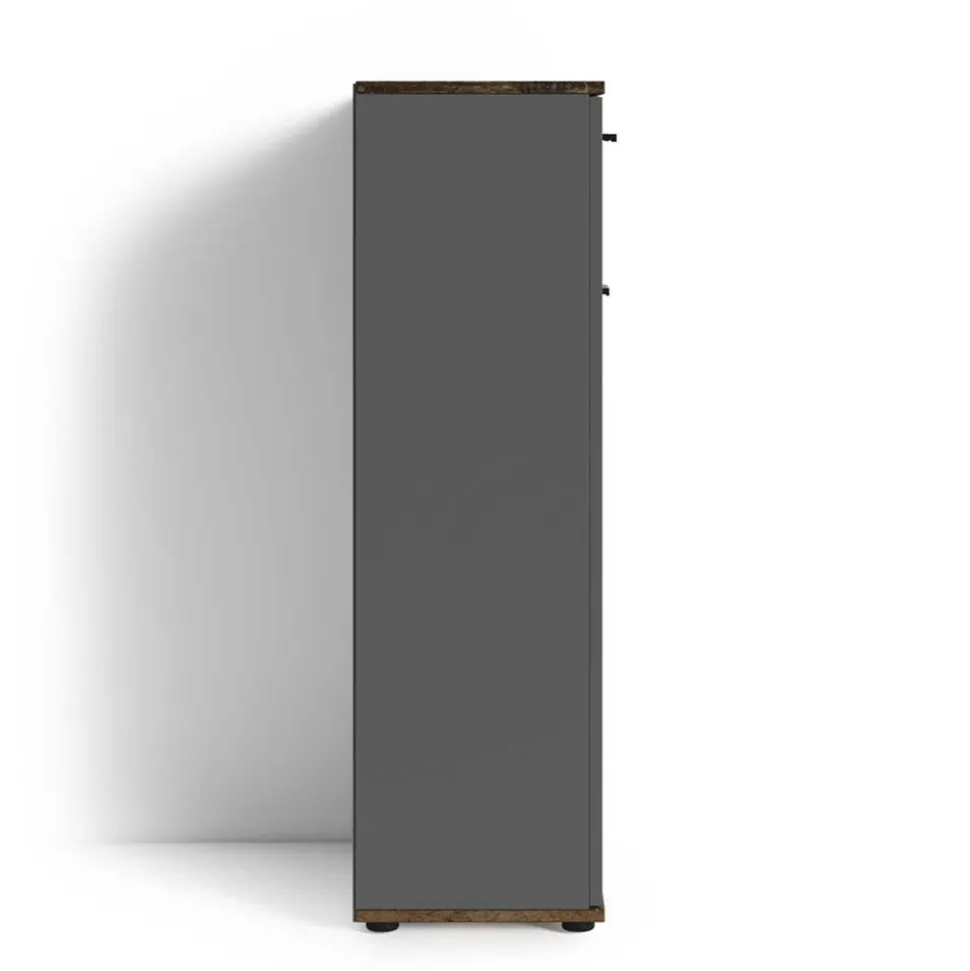 Schuhschrank in Anthrazit und Altholz Optik - Vlatu