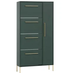Schuhschrank in Dunkelgrün & Gold - Aqua