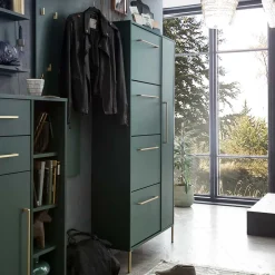 Schuhschrank in Dunkelgrün & Gold - Aqua