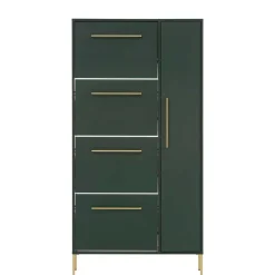 Schuhschrank in Dunkelgrün & Gold - Aqua