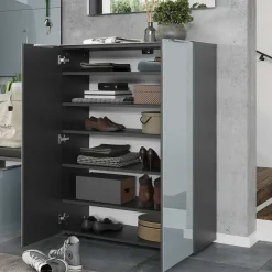 Schuhschrank in Grau glasbeschichtet - Ilfred