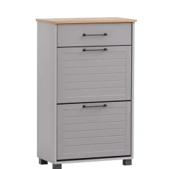 Schuhschrank in Platingrau und Eiche - Benja