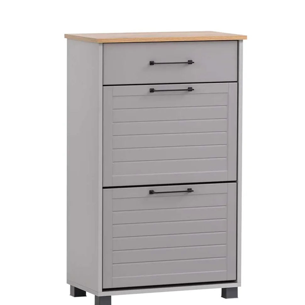 Schuhschrank in Platingrau und Eiche - Benja