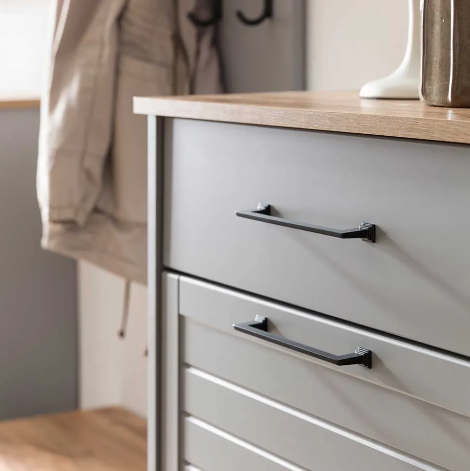 Schuhschrank in Platingrau und Eiche - Benja