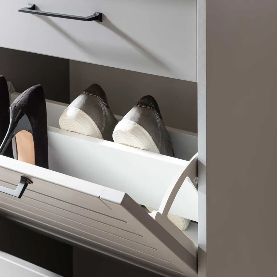 Schuhschrank in Platingrau und Eiche - Benja
