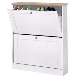 Schuhschrank in Weiß mit Sonoma-Eiche - Nudion