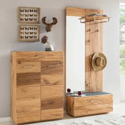 Schuhschrank mit Front Balkeneiche Furnier Macusos seidenmatt lackiert