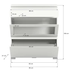 Schuhschrank mit Glas Klappe in Weiß - Suad