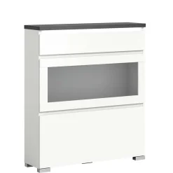 Schuhschrank mit Glas Klappe in Weiß - Suad