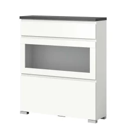 Schuhschrank mit Glas Klappe in Weiß - Suad