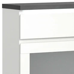 Schuhschrank mit Glas Klappe in Weiß - Suad