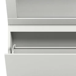 Schuhschrank mit Glas Klappe in Weiß - Suad