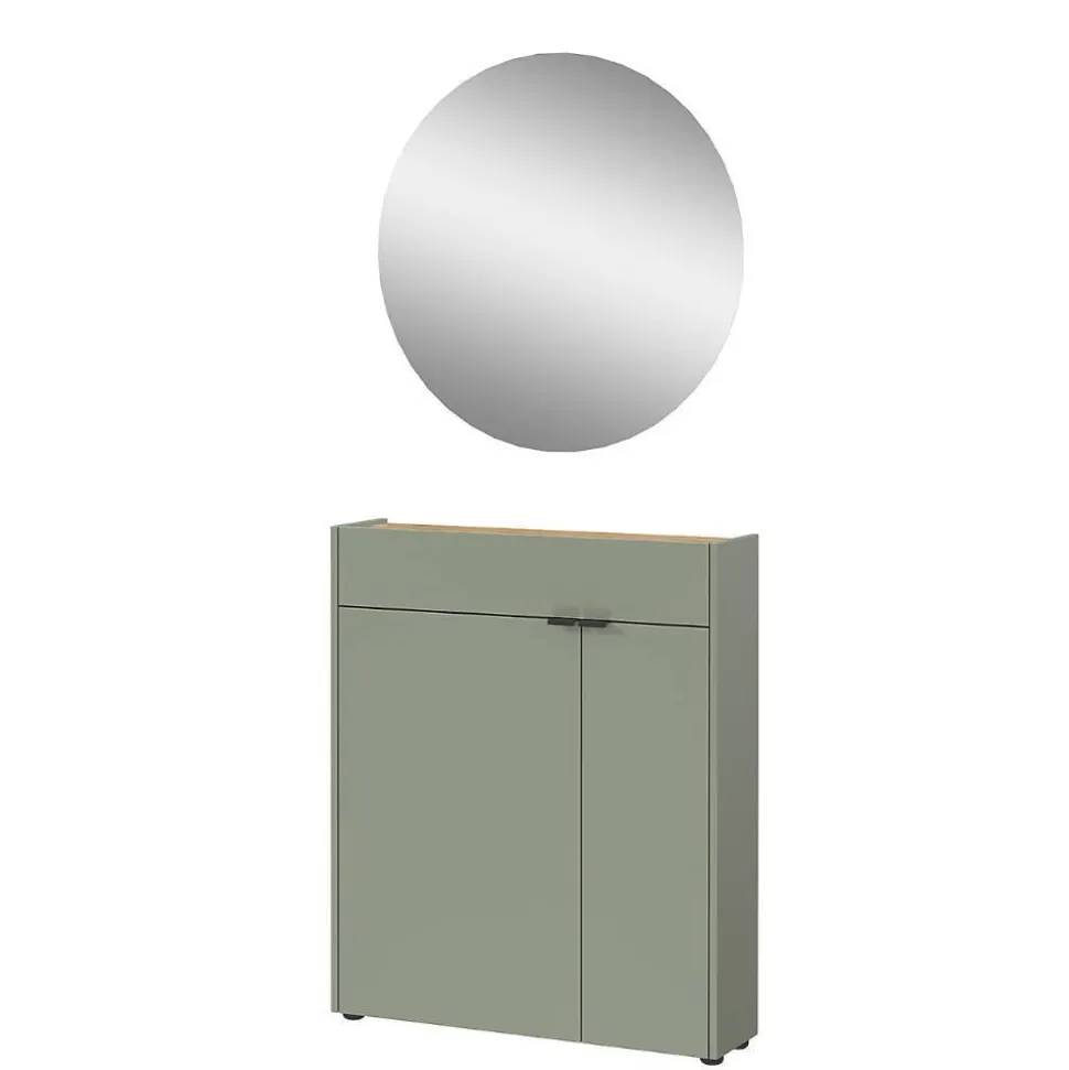 Schuhschrank mit Rundspiegel Set - Point (zweiteilig)