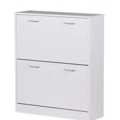 Schuhschrank mit zwei Klappen in Weiß - Aventi