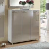 Schuhschrank Srocca in Taupe Weiß Glas beschichtet