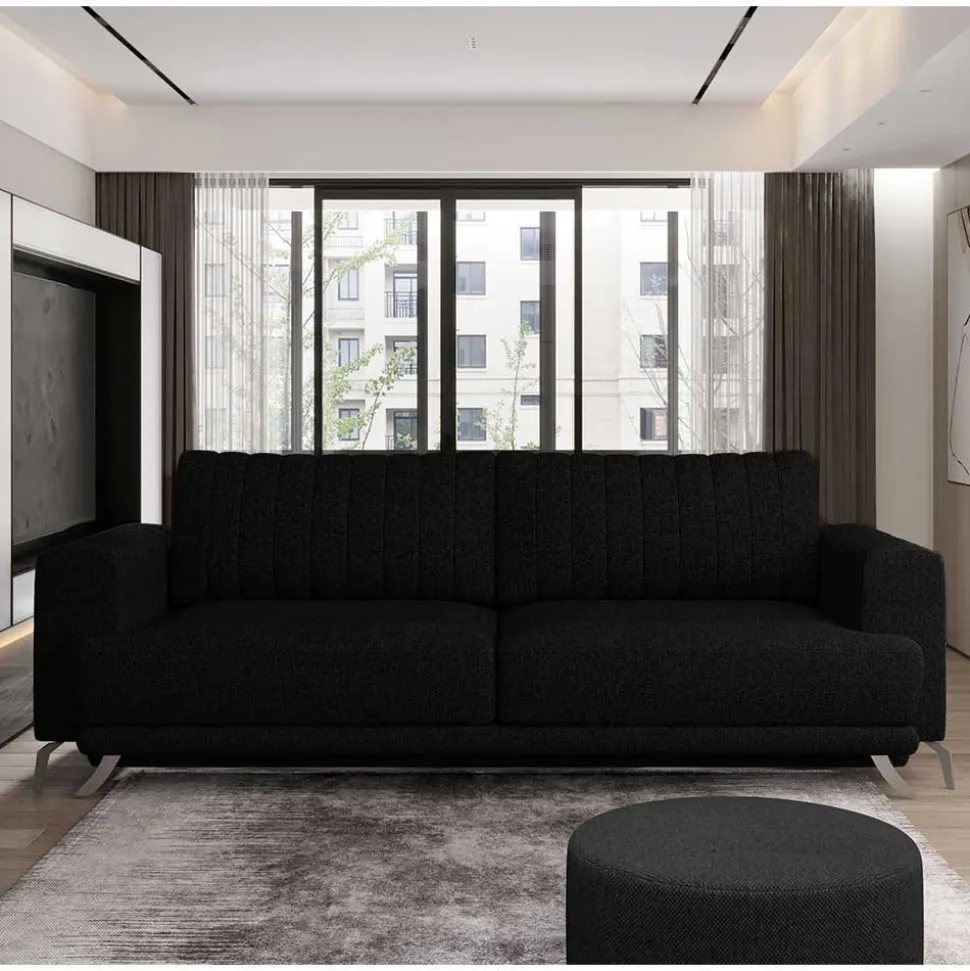 Schwarze Bettcouch mit zwei Sitzplätzen - Vaney