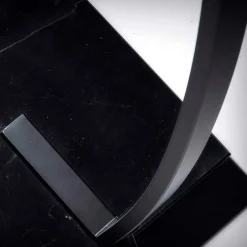 Schwarze Bogen Stehleuchte mit Textil-Schirm - Iljana