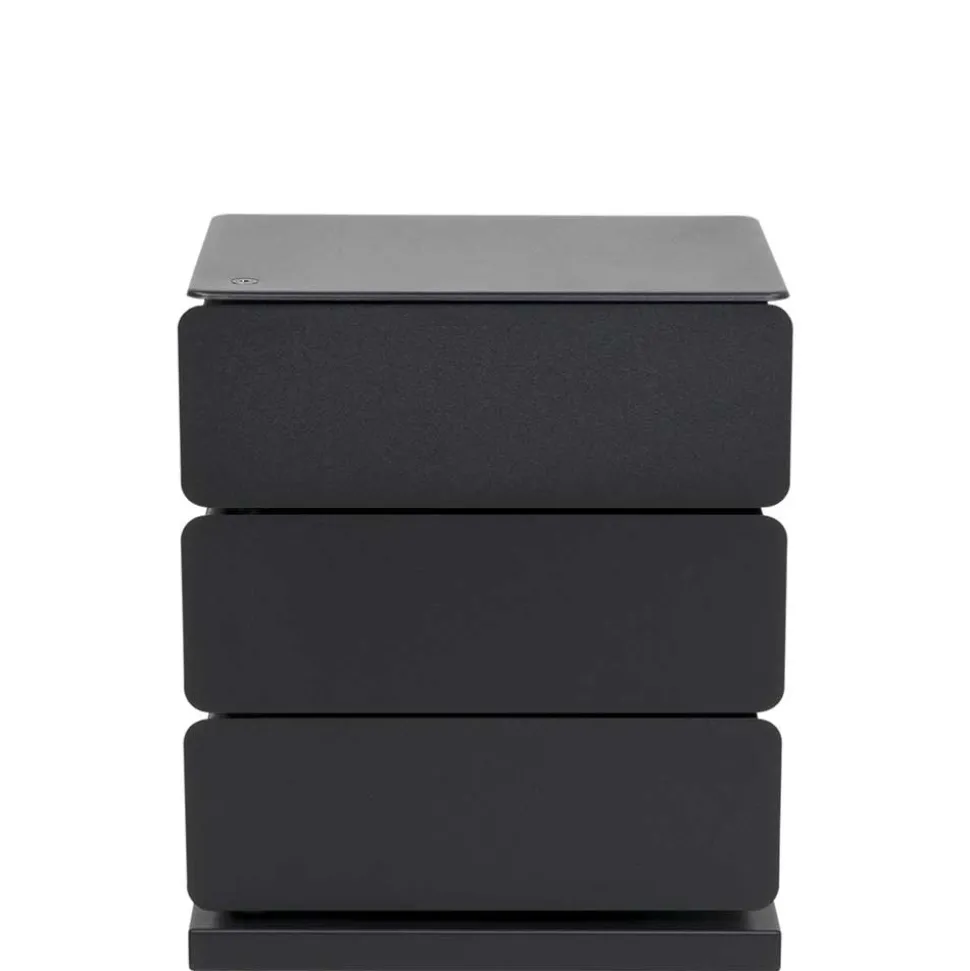 Schwarze Design Stahlkommode mit drei Schubladen - Zunil