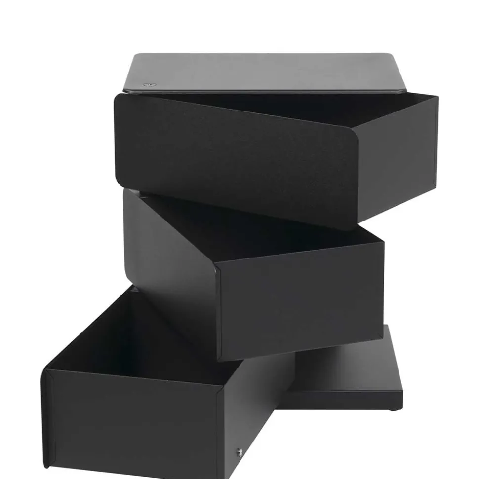 Schwarze Design Stahlkommode mit drei Schubladen - Zunil