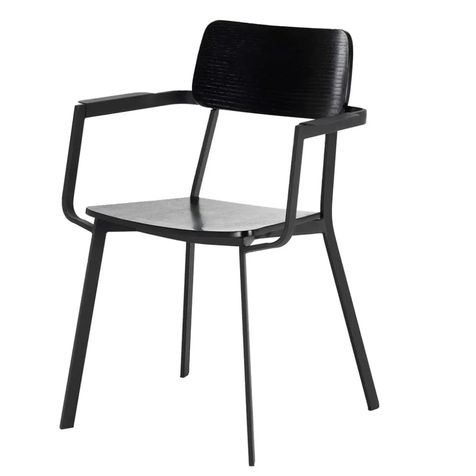 Schwarze Designstühle mit Armlehnen - Lejadro (4er Set)