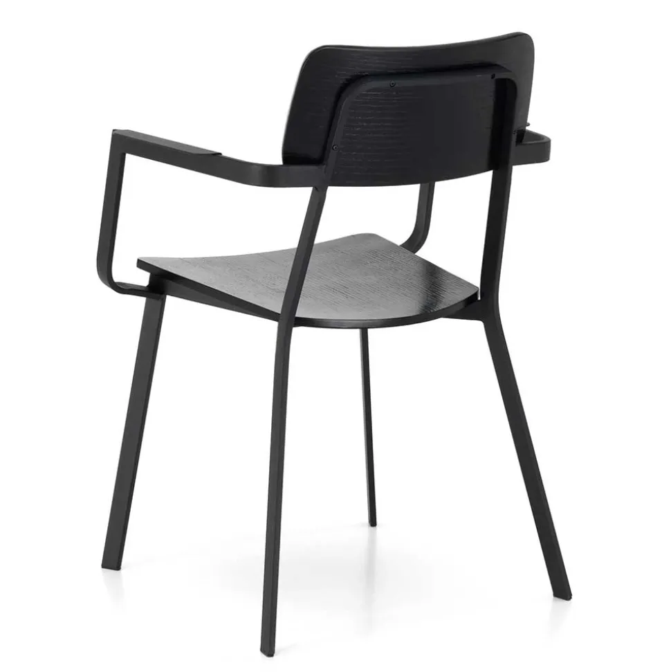 Schwarze Designstühle mit Armlehnen - Lejadro (4er Set)