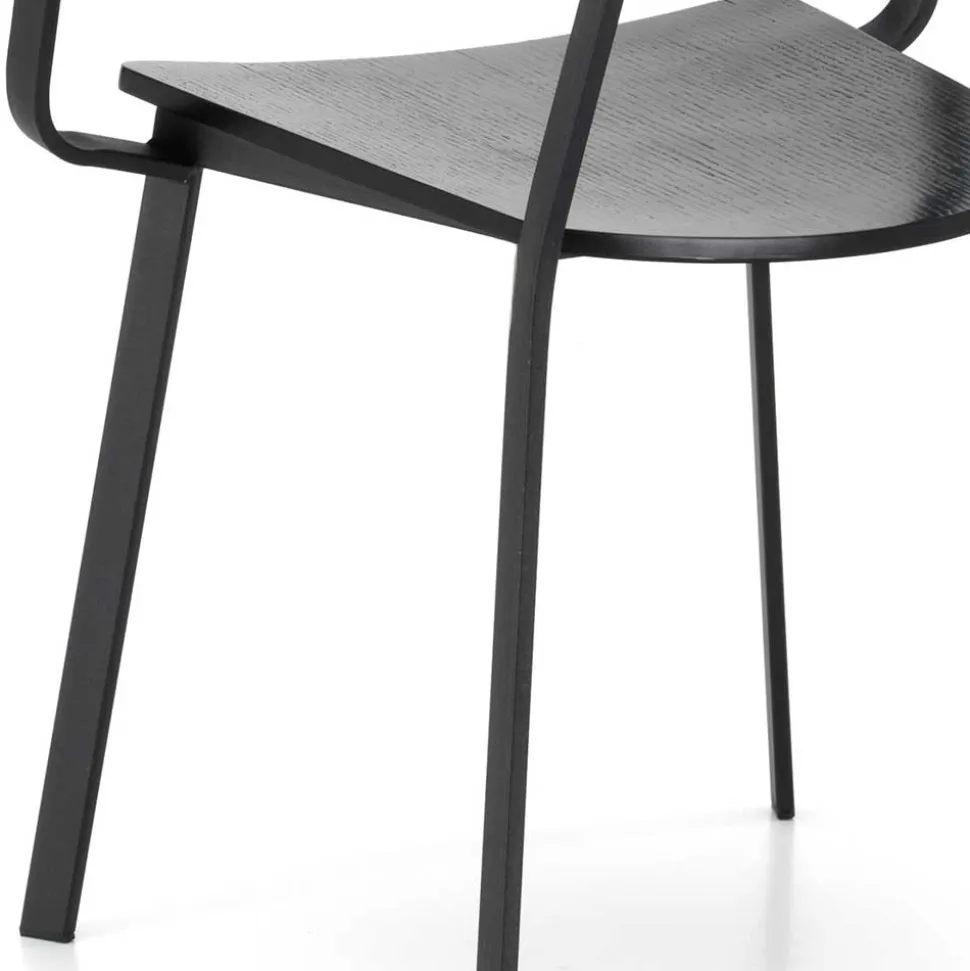 Schwarze Designstühle mit Armlehnen - Lejadro (4er Set)