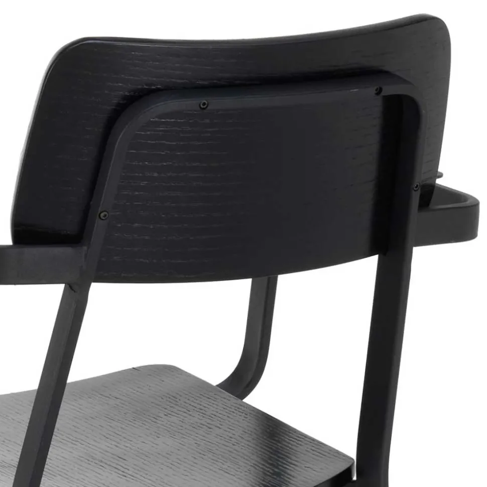 Schwarze Designstühle mit Armlehnen - Lejadro (4er Set)