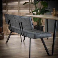 Schwarze Esszimmerbank mit Lehne - Jaitur