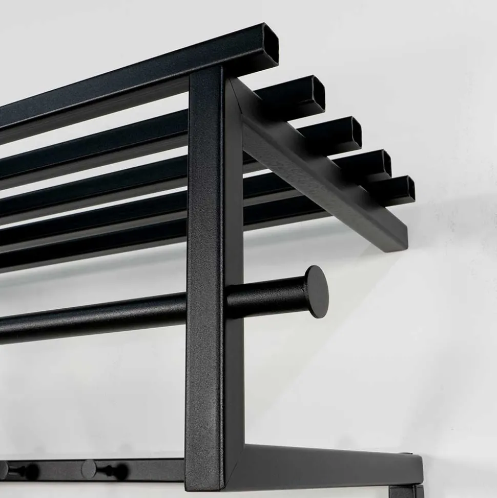 Schwarze Hängegarderobe aus Metall mit Hutboden - Estagel
