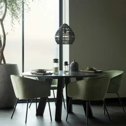 Schwarze Hängeleuchten aus Papierseil - Maura (2er Set)