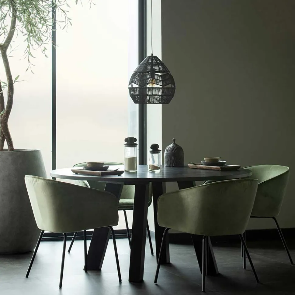 Schwarze Hängeleuchten aus Papierseil - Maura (2er Set)