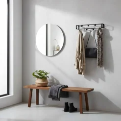 Schwarze Kompakt-Garderobe mit 7 Haken - Satroni