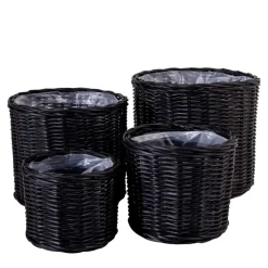 Schwarze Körbe aus Rattan Geflecht - Swan (vierteilig)