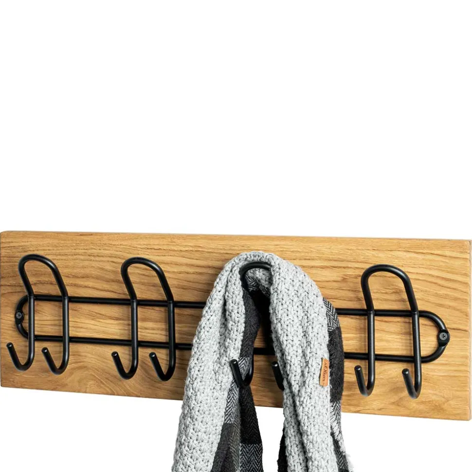 Schwarze Metall Hakenleiste mit 8 Haken - Akke