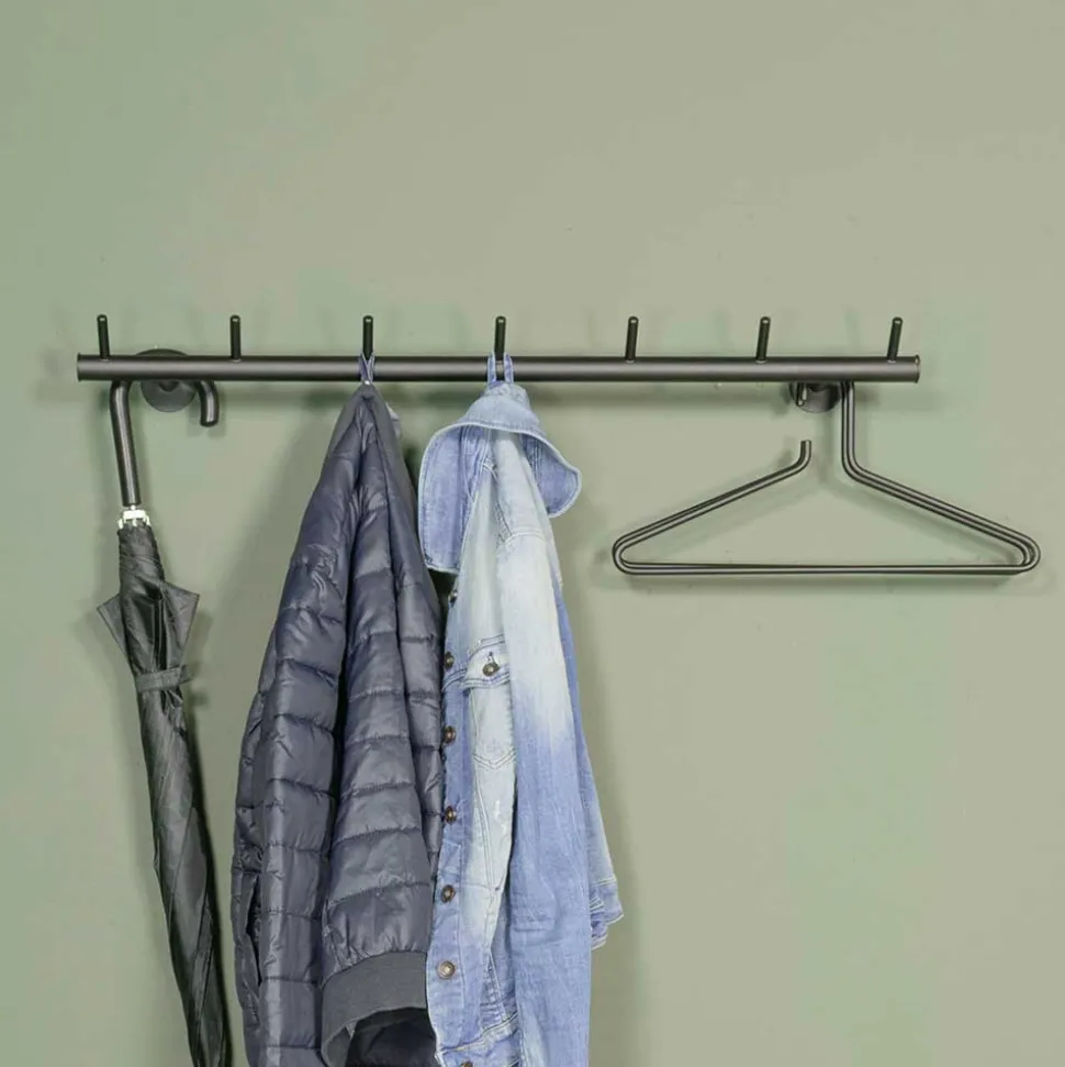 Schwarze Metallgarderobe mit 7 Haken - Kaserta