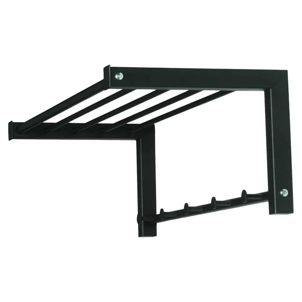 Schwarze Stahl Wandgarderobe mit Hutablage - Tattra