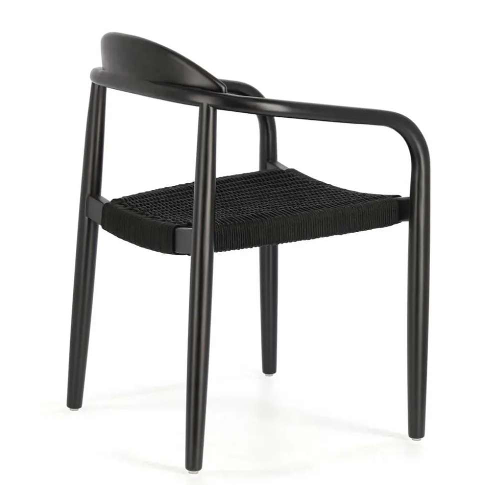 Schwarze Stühle aus Akazie & Kordel - Varioma (4er Set)