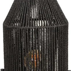 Schwarze Tischleuchte mit Jute-Schirm - Pandau