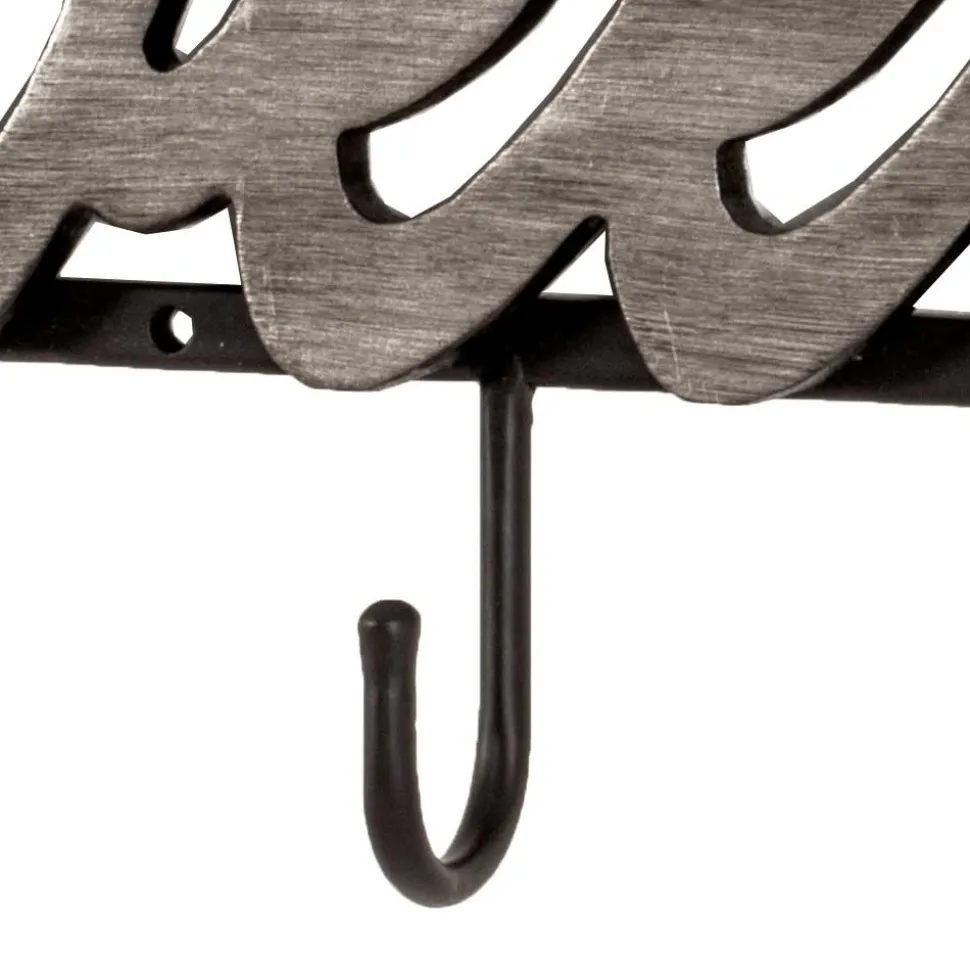 Schwarze Wandgarderobe mit Schriftzug - Geniale