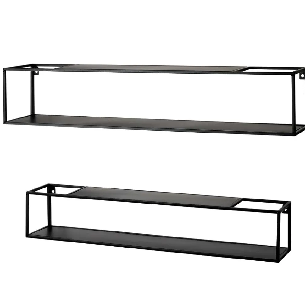 Schwarze Wandregale Set - Mikene (zweiteilig)