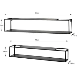 Schwarze Wandregale Set - Mikene (zweiteilig)