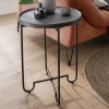 Schwarzer Beistelltisch mit Alu Platte - Amalia