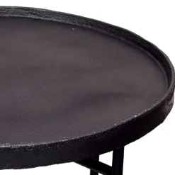 Schwarzer Beistelltisch mit Alu Platte - Amalia