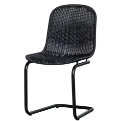 Schwarzer Freischwinger aus Kunstrattan - Babette (2er Set)