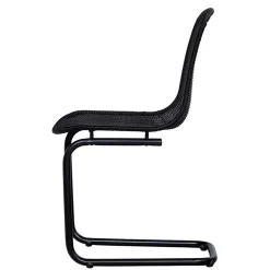 Schwarzer Freischwinger aus Kunstrattan - Babette (2er Set)