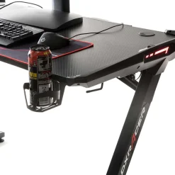 Schwarzer Gamer PC Tisch mit LED Beleuchtung - Frogs