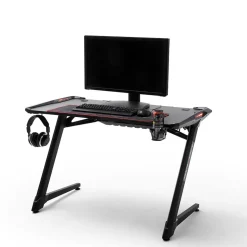 Schwarzer Gamer PC Tisch mit LED Beleuchtung - Frogs